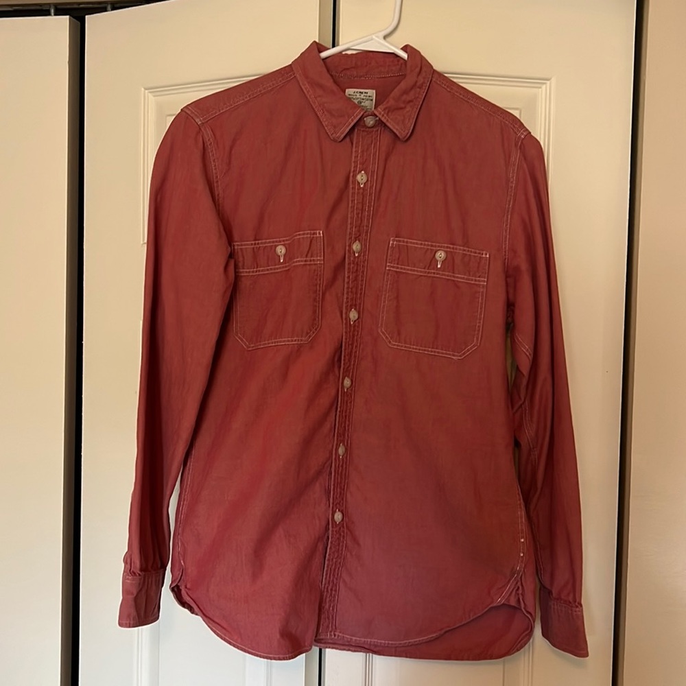 J. Crew Red Chambray Button Down - S